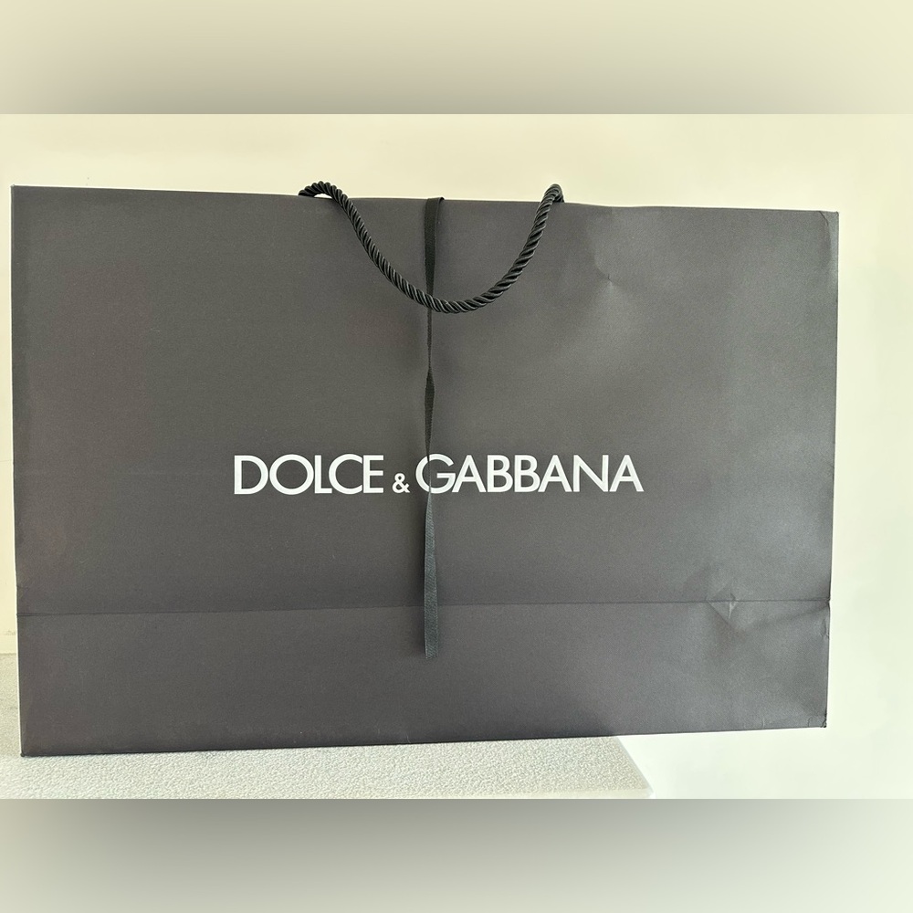 Dolce&Gabbana Black Paper Shopping Bag with Rope Handle|23.5x8x15.5 inches